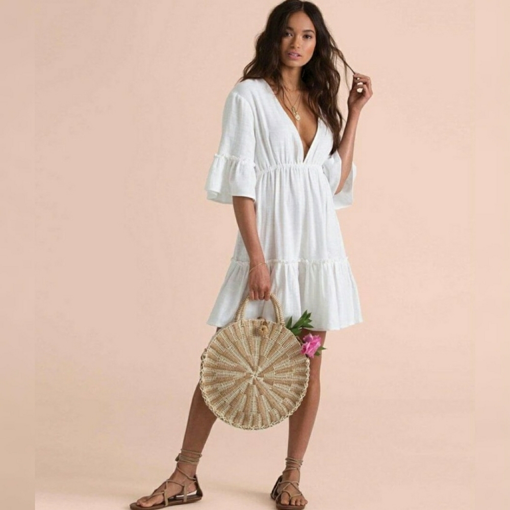 SINCERELY JULES // white plunge boho mini dress - Picture 9 of 16